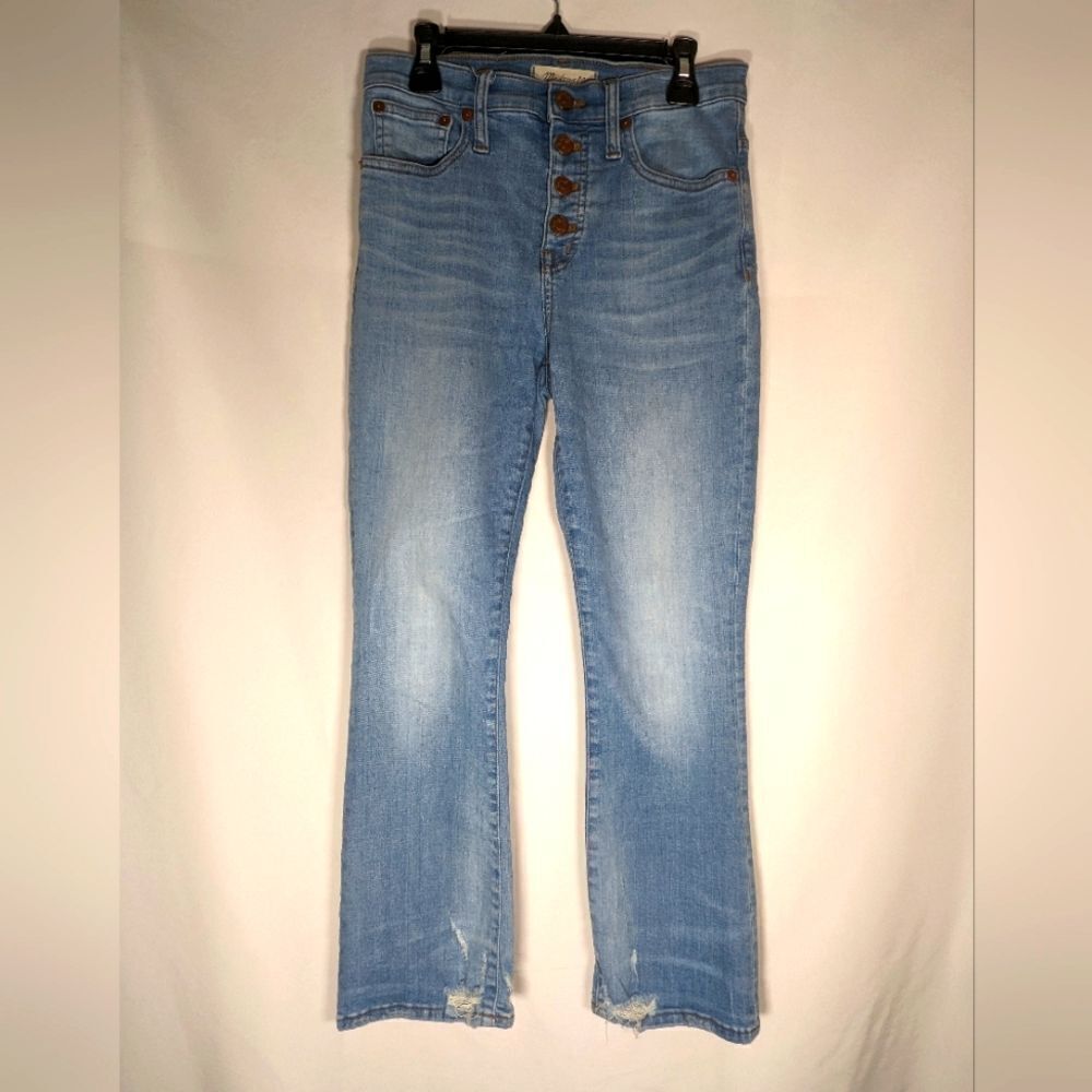 Madewell Cali Denim-Boot 4 Button Fly Jeans With Distressing Size 24 - Picture 4 of 14
